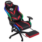 Sedia da Gaming Reclinabile per Massaggio Hoffree, Ergonomica da Ufficio per PC con Altoparlante Bluetooth e Luci RGB