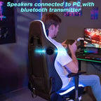 Sedia da Gaming Reclinabile per Massaggio Hoffree, Ergonomica da Ufficio per PC con Altoparlante Bluetooth e Luci RGB