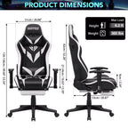 Sedia da Gaming Reclinabile per Massaggio Hoffree, Ergonomica da Ufficio per PC con Altoparlante Bluetooth e Luci RGB
