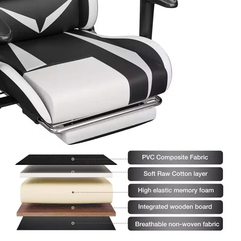 Sedia da Gaming Reclinabile per Massaggio Hoffree, Ergonomica da Ufficio per PC con Altoparlante Bluetooth e Luci RGB