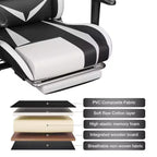 Sedia da Gaming Reclinabile per Massaggio Hoffree, Ergonomica da Ufficio per PC con Altoparlante Bluetooth e Luci RGB