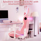 Sedia da Gaming Reclinabile per Massaggio Hoffree, Ergonomica da Ufficio per PC con Altoparlante Bluetooth e Luci RGB