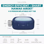 SaluSpa Hawaii Spa gonflable Energy-Smart AirJet 4 à 6 personnes avec contrôle par application