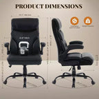 Fauteuil de bureau, fauteuil de direction grande taille 225 kg avec repose-pieds, fauteuil de jeu inclinable en cuir 90-155 degrés