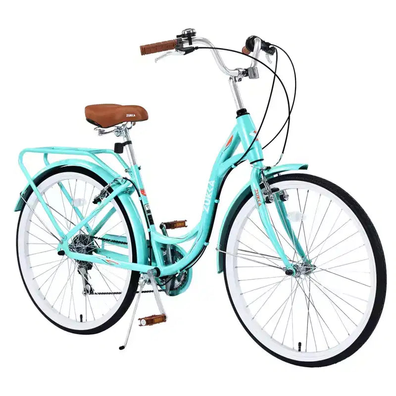 NAYSAYE Bicicletta Cruiser da 24 pollici a 7 velocità per donna, bicicletta cruiser completa con doppio freno a V, sedile regolabile, telaio in acciaio per donne e uomini, per pendolarismo e tempo libero
