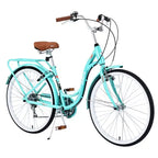 NAYSAYE Bicicletta Cruiser da 24 pollici a 7 velocità per donna, bicicletta cruiser completa con doppio freno a V, sedile regolabile, telaio in acciaio per donne e uomini, per pendolarismo e tempo libero