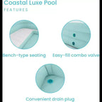 Piscine gonflable familiale Intex Swim Center avec sièges et dossiers, grande piscine gonflable pour jardin, conception durable pour la détente estivale