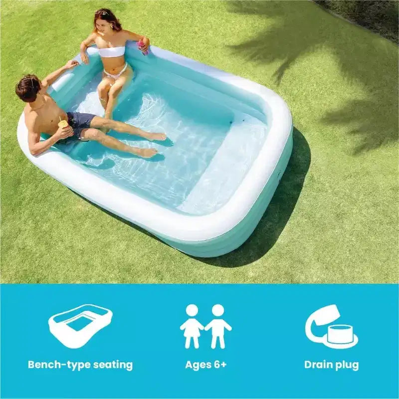 Piscine gonflable familiale Intex Swim Center avec sièges et dossiers, grande piscine gonflable pour jardin, conception durable pour la détente estivale