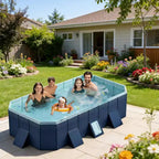 CuisinSmart 2.1M Folding Inflatable Swimming Pool, Large Inflatable Pool Kids, PVC Kids Swimming Pool for Indoor & Outdoor Garden Deck, Blue