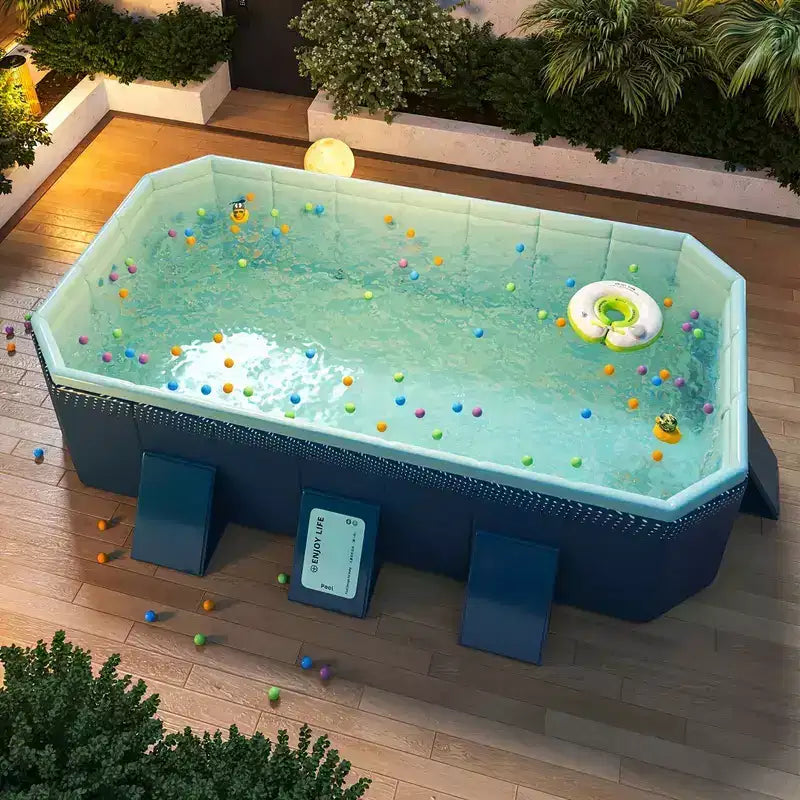 Piscine Gonflable Pliante CuisinSmart 2.1M, Grande Piscine Gonflable pour Enfants, Piscine en PVC pour Enfants pour Intérieur et Extérieur Jardin Terrasse, Bleue