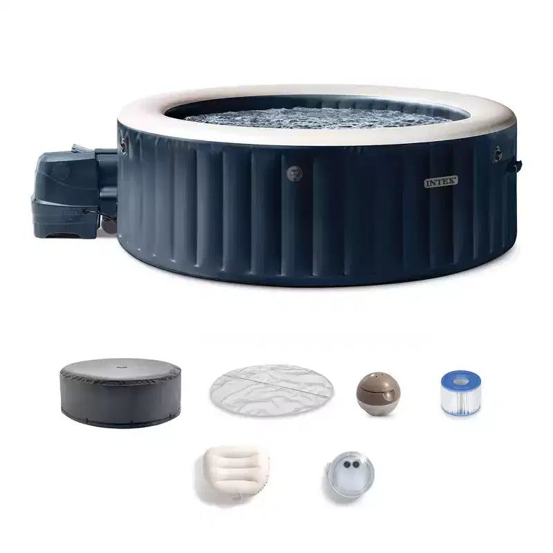 INTEX PureSpa Plus Bubble Massage Spa Set with Energy Efficient Cover, 85 x 28