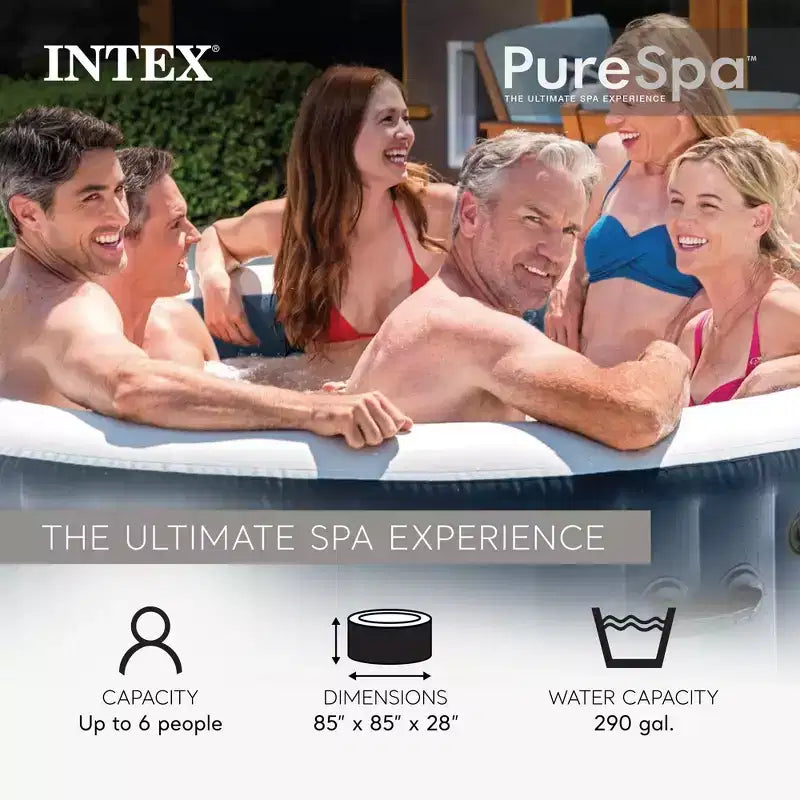 Ensemble spa de massage à bulles INTEX PureSpa Plus avec couvercle écoénergétique, 85 x 28