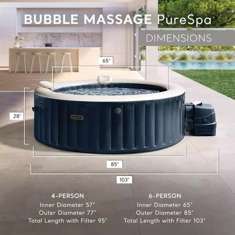 Ensemble spa de massage à bulles INTEX PureSpa Plus avec couvercle écoénergétique, 85 x 28