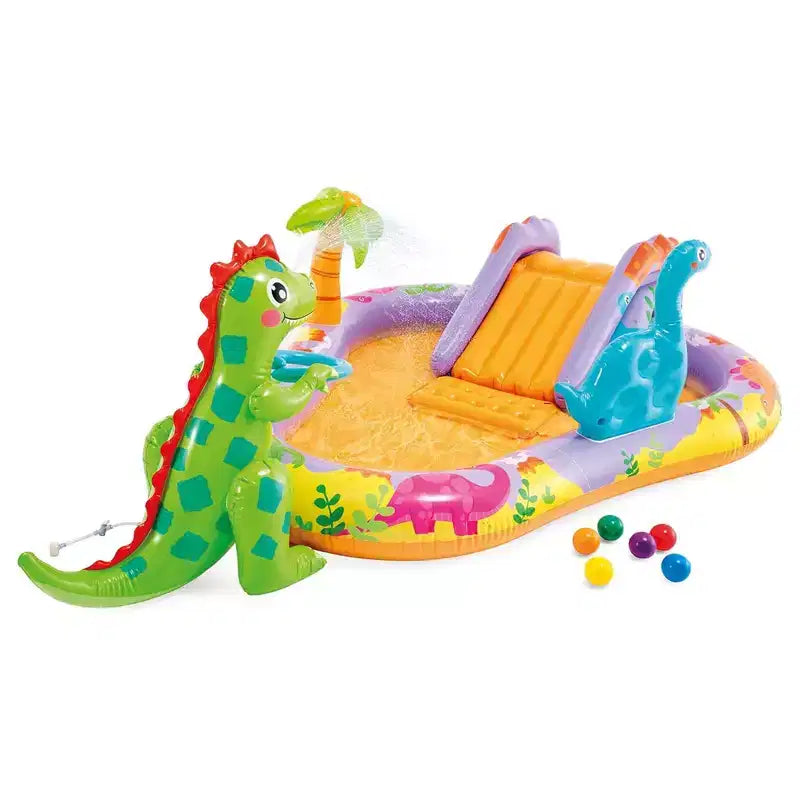 INTEX Dino Park Inflatable Kiddie Pool, Kids Play Center with Slide & Splash Pad