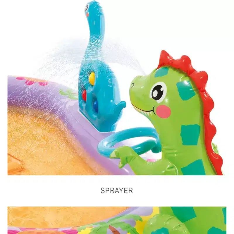INTEX Dino Park Piscine gonflable pour enfants, centre de jeux pour enfants avec toboggan et pataugeoire