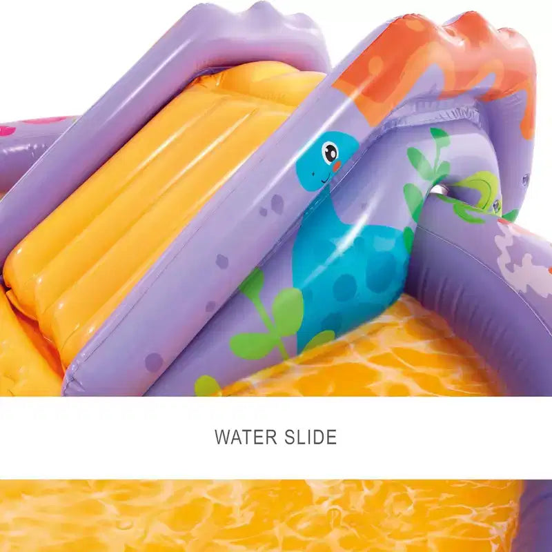 INTEX Dino Park Piscine gonflable pour enfants, centre de jeux pour enfants avec toboggan et pataugeoire