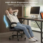 Sedia da ufficio ergonomica Pinmoco con cuscino a doppio strato, sedia da gaming con ruote e braccioli ribaltabili, in pelle PU