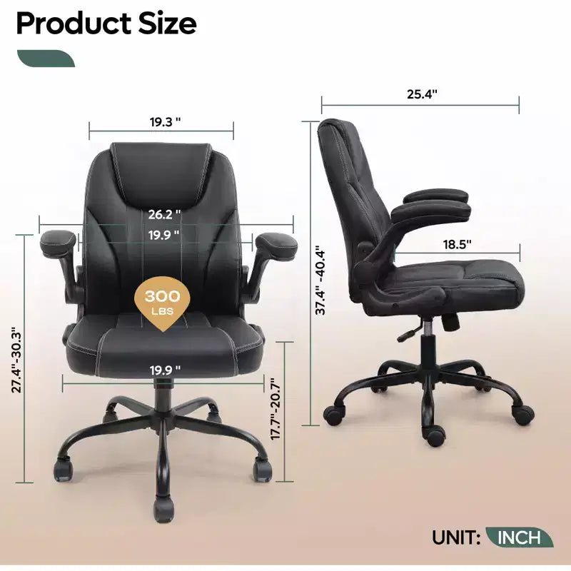 Sedia da ufficio ergonomica Pinmoco con cuscino a doppio strato, sedia da gaming con ruote e braccioli ribaltabili, in pelle PU