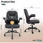 Sedia da ufficio ergonomica Pinmoco con cuscino a doppio strato, sedia da gaming con ruote e braccioli ribaltabili, in pelle PU