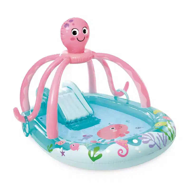 INTEX Friendly Octopus Inflatable Kiddie Pool, Play Center, Slide, & Splash Pad