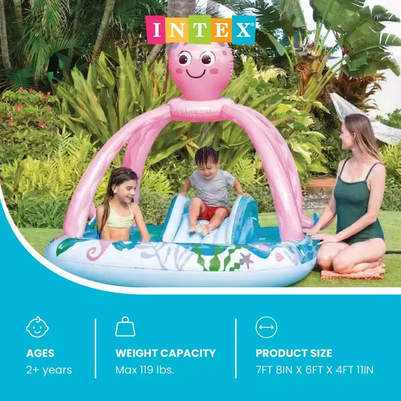Piscine pour enfants gonflable INTEX Pieuvre Amie, centre de jeux, toboggan et pataugeoire