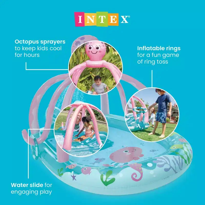 Piscine pour enfants gonflable INTEX Pieuvre Amie, centre de jeux, toboggan et pataugeoire