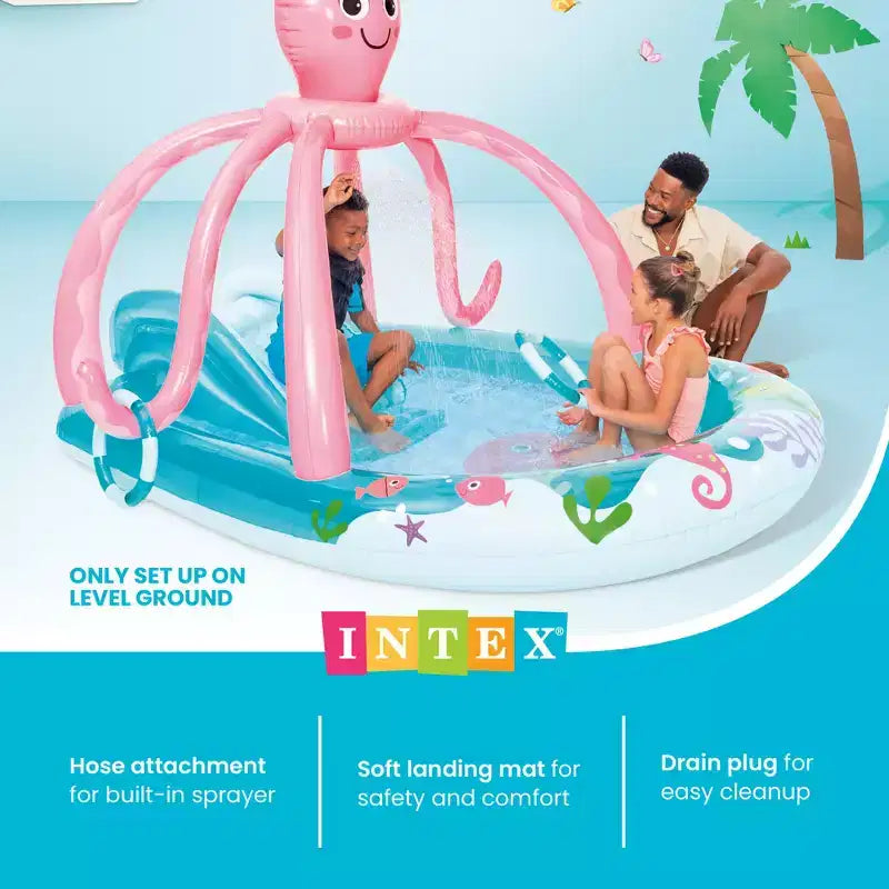 Piscine pour enfants gonflable INTEX Pieuvre Amie, centre de jeux, toboggan et pataugeoire