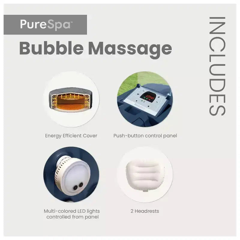 Ensemble Spa Intex PureSpa Plus à bulles avec couverture à faible consommation d'énergie, 77 x 28