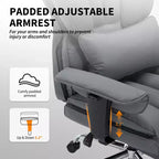 Fauteuil de bureau grande taille avec repose-pieds, Fauteuil de direction à dossier haut, Inclinaison à 155°, Coussin de soutien lombaire, Fauteuil de jeu en similicuir pour la maison