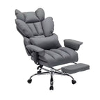 Fauteuil de bureau grande taille avec repose-pieds, Fauteuil de direction à dossier haut, Inclinaison à 155°, Coussin de soutien lombaire, Fauteuil de jeu en similicuir pour la maison