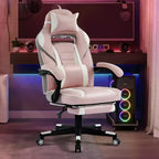Coolmee Fauteuil de Bureau Grand Format, Chaise de Gaming en Cuir à Dossier Haut avec Repose-Pieds, Chaise d'Ordinateur Ergonomique avec Soutien Lombaire et Appui-Tête