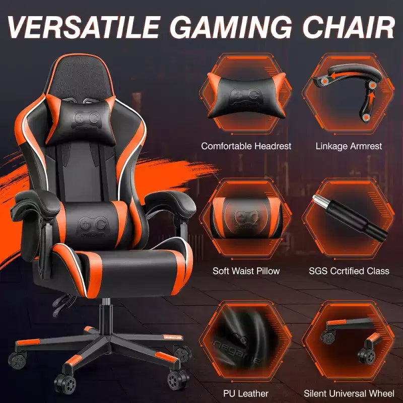 Sedia da Ufficio Direzionale in Pelle KERDOM, Sedia da Ufficio Ergonomica con Schienale Alto e Supporto Lombare con Braccioli Imbottiti