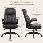 Sedia da Ufficio Direzionale in Pelle KERDOM, Sedia da Ufficio Ergonomica con Schienale Alto e Supporto Lombare con Braccioli Imbottiti