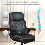 Sedia da Ufficio Direzionale in Pelle KERDOM, Sedia da Ufficio Ergonomica con Schienale Alto e Supporto Lombare con Braccioli Imbottiti