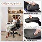 Sedia da Ufficio Direzionale in Pelle KERDOM, Sedia da Ufficio Ergonomica con Schienale Alto e Supporto Lombare con Braccioli Imbottiti
