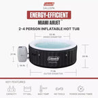 Spa gonflable Coleman Miami AirJet 2-4 personnes avec couverture, noir, 71x26