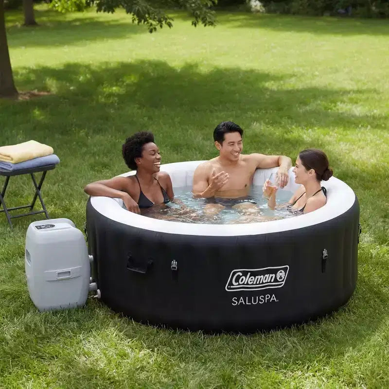 Spa gonflable Coleman Miami AirJet 2-4 personnes avec couverture, noir, 71x26
