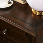Table de chevet standard classique en bois brun expresso à 2 tiroirs