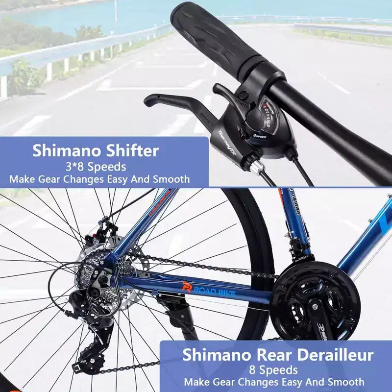 Vélo NAYSAYE 27,5 pouces 3x8/24 vitesses, freins à disque, cadre en aluminium, pour hommes et femmes, adolescents et adultes, pour le cyclisme urbain, 67,32 x 14,56 x 39,37