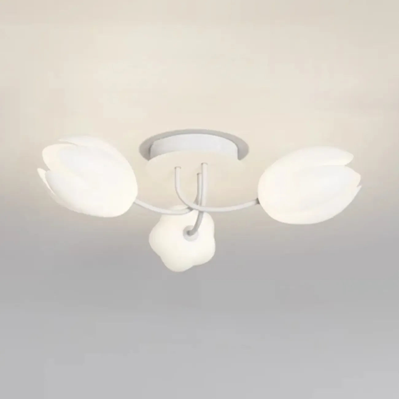 Plafonnier semi-encastré minimaliste en résine blanche à motif floral
