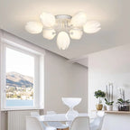 Plafonnier semi-encastré minimaliste en résine blanche à motif floral