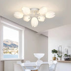 Plafonnier semi-encastré minimaliste en résine blanche à motif floral