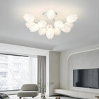 Plafonnier semi-encastré minimaliste en résine blanche à motif floral