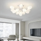 Plafonnier semi-encastré minimaliste en résine blanche à motif floral