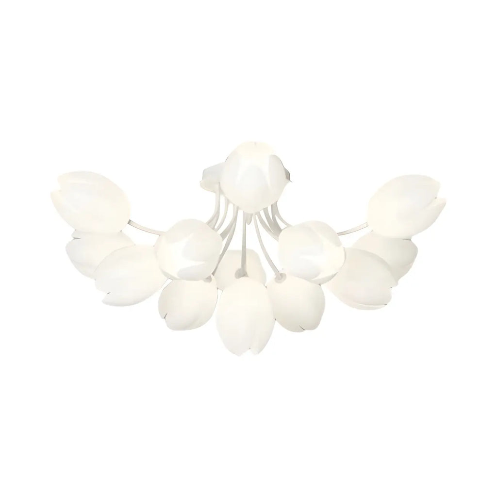Plafonnier semi-encastré minimaliste en résine blanche à motif floral