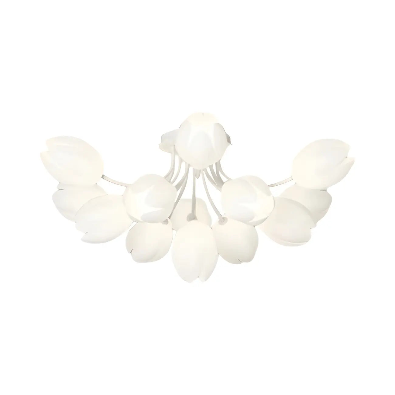 Plafonnier semi-encastré minimaliste en résine blanche à motif floral