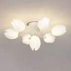 Plafonnier semi-encastré minimaliste en résine blanche à motif floral
