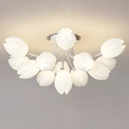 Plafonnier semi-encastré minimaliste en résine blanche à motif floral