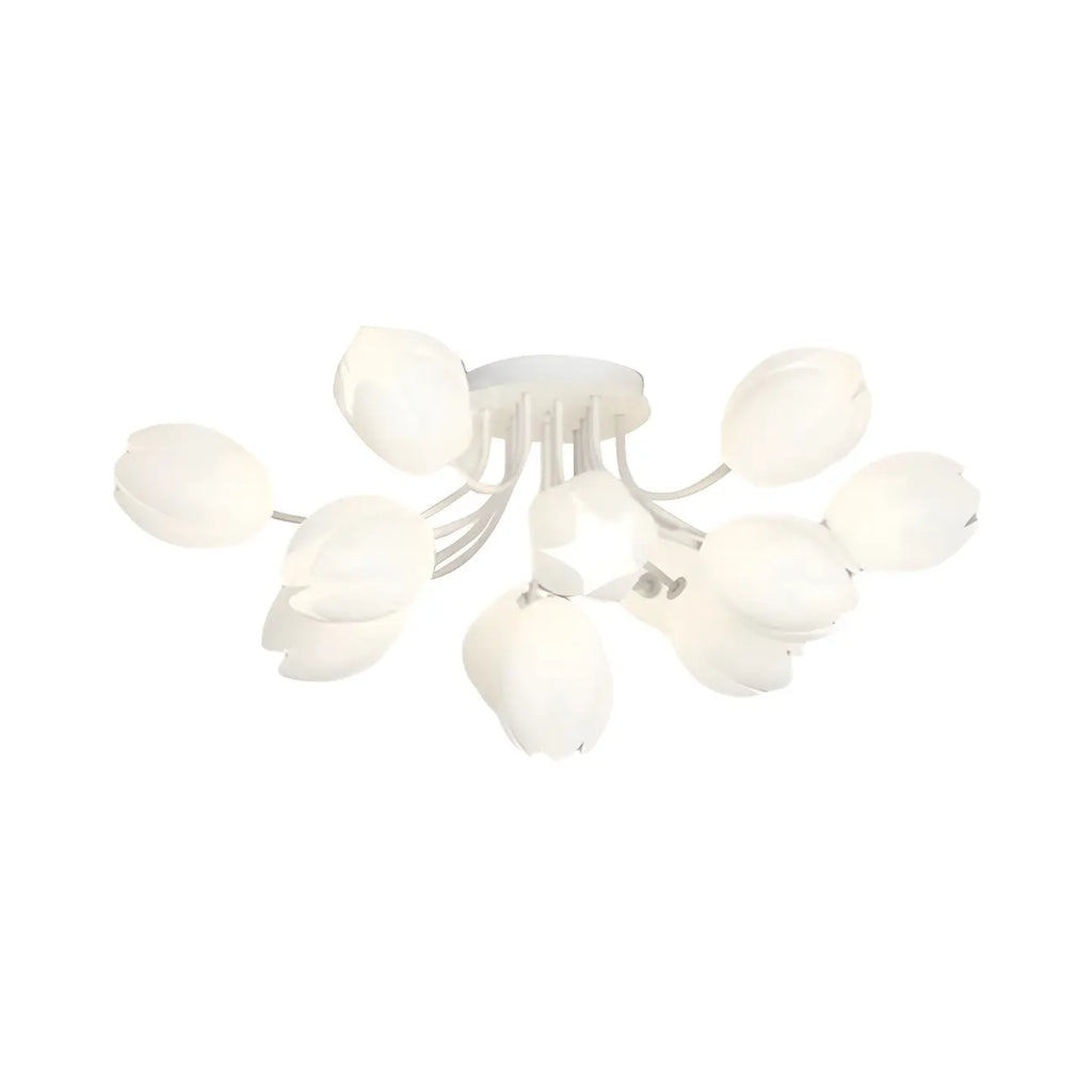 Plafonnier semi-encastré minimaliste en résine blanche à motif floral