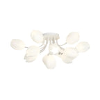 Plafonnier semi-encastré minimaliste en résine blanche à motif floral